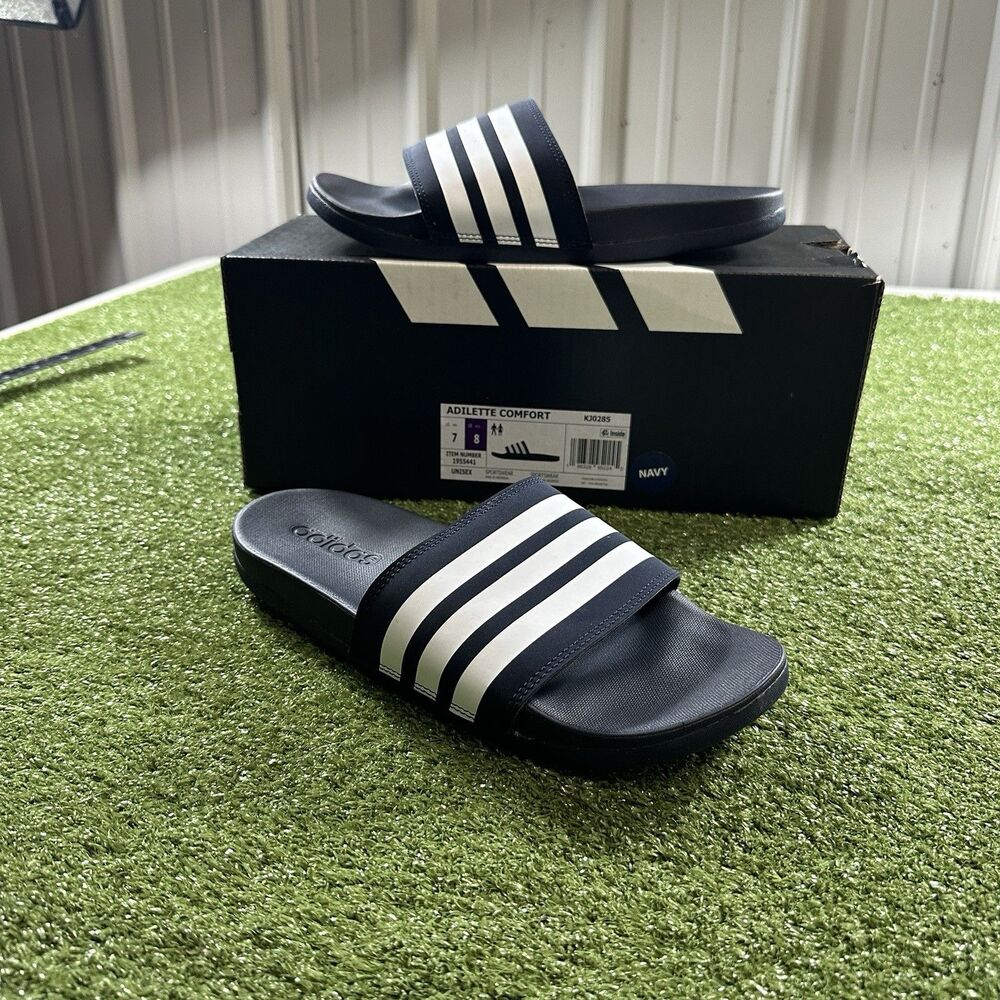 Adidas Adilette Comfort Slides Black White Unisex Men's 7 Women's 8